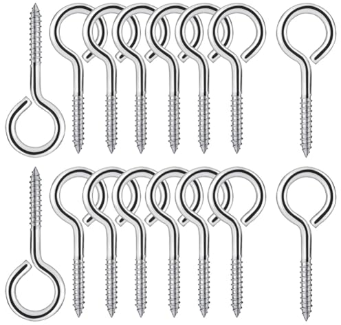 25 Piezas M4 Ganchos de Tornillos de Ojo Atornillados Pernos de Ojo de Acero Inoxidable 304 Ganchos Cancamos Pequeños 50mm