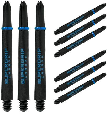 Harrows Darts 3 x Sets of SuperGrip Carbon Dart Stems - 9 Dart Shafts in Total - Available in 3 sizes - Tough Carbon Composite - Medium Aqua