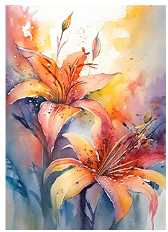 SHEGZHUC Diamond Painting Fleur de Lys 40x50cm Diamant Painting Fleur de Lys Diamond Painting Lis Broderie Diamant Bouquet de Fleurs Peinture Diamant Fleurs Rouge Painting Plante Fleur Décoration
