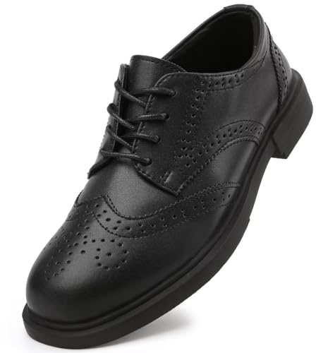 Women's Classic Oxfords - Elegant Lace Up Business Formal Wingtip Brogue Dress ShoesBlack US 9.5