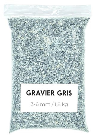 Landare Gravier Gris 1,8 kG - Gravier Aquarium - Gravier Decoratif - Cailloux Decoratif - Gravier Jardin Exterieur - Galet - Cailloux Aquarium Decoration (3-6 mm) (Gris)