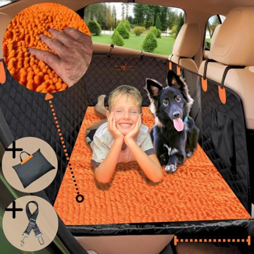 Hundedecke Auto Rückbank fester Boden mit Schmutzfangmatte abnehmbar Hundebett grosse Hunde Autoschondecke Kofferraum Autodecke Rücksitzbank Kratzfest Wasserdicht Hundebox Auto Hund Autositz