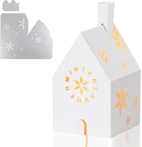 1 Stück Haus Laterne Stanzschablone Weihnachten Stanzen Lampenschirm Stanzformen Stanzer Handwerk Stanzmaschine Prägeschablonen Schablonen für Neujahr Deko Herstellung DIY Geschenk (WINTERZAUBER)