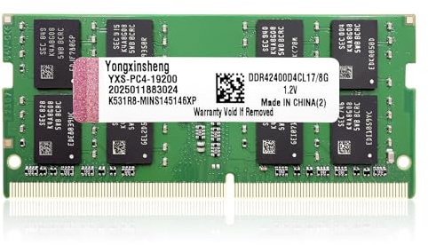 Yongxinsheng DDR4 2400MHz 8GB Laptop RAM PC4-19200 SODIMM Non-ECC Unbuffered 1.2V 2Rx8 Dual Rank 260-Pin CL17 PC Computer Memory Upgrade Module Arbeitsspeicher