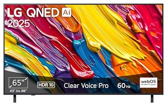 LG 65QNED82A6B TV 65 Zoll (165 cm) 4K QNED AI TV (α7 Gen8 4K AI Prozessor, webOS 25, 60Hz) [Modelljahr 2025]