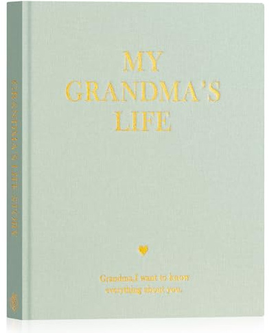 Lanpn Mamie Raconte Moi Ton Histoire, Grand-mère Livre d'histoire de La Vie avec 260+ Questions, Grandma Life Story Journal Intime Mémé Souvenirs, Fête des mères Anniversaire Cadeau, Anglais, Vert
