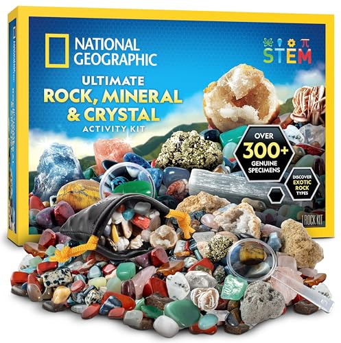 National Geographic Colección de Piedras para niños – 300 Piedras Preciosas, minerales y Cristales, Juego de geología