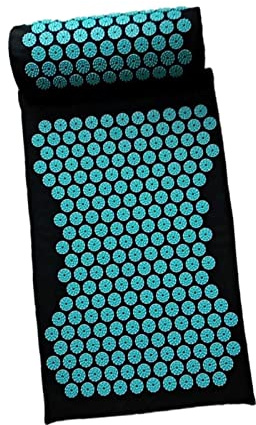 MotiveTech Set de Esterilla Y Almohada de Acupresión, para Cuello Y Espalda, Regalos Unisex para Adultos para Spa, Hogar, Oficina, Etc, Negro