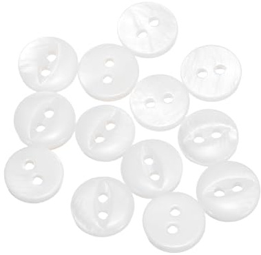 QUARKZMAN 12 Piezas De Botones Naturales De Concha, 2 Agujeros 10mm Botones De Nácar, Botón Ojo De Pez Para Camisa Abrigo Traje Chaqueta Jeans Falta Pantalón Vestido Costura, Blanco