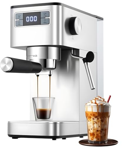 Kaffeemaschine, 20 Bar Siebträger Mit Milchaufschäumer Für Espresso, Cappuccino Und Latte - Kompakte Espressomaschine Mit Thermoblock, Heißwasserfunktion & Entkalkungsanzeige - Perfekt Für Haushalt Un