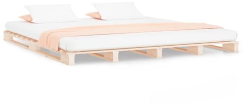 YNGBHFNOP Pallet Bed without Mattress Double Solid Wood Frame with Slatted Base for Modern Bedroom, Low-Profile Platform No Box Spring Needed, Sturdy Rustic Wooden Bed for Guest Room or Apartment Use