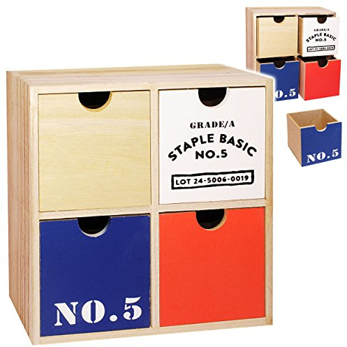 alles-meine.de GmbH 3 Stück Aufbewahrungsboxen/Schubladenboxen/Kommoden/Holzboxen - Cargo - Shabby Chic/Nostalgie - mit 4 Schubladen - Schubfächern - aus Holz - Vin..