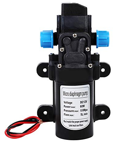 Pompa per Lavaggio Auto, 5 L/min Pompa Autoadescante con Pressostato, 12 V 60 W Pompa ad Acqua ad Alta Pressione, 115 PSI, per Irrigatori da Giardino, Doccia, Rubinetti in Barca, 9,9 x 16,7 cm