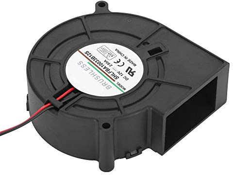 Ventilador radial de 12 V, ventilador sin escobillas de CC, ventilador de aire de refrigeración con rodamiento de bolas doble, ventilador centrífugo Turbo para barbacoa con 2 pines, 97 * 97 * 32 mm