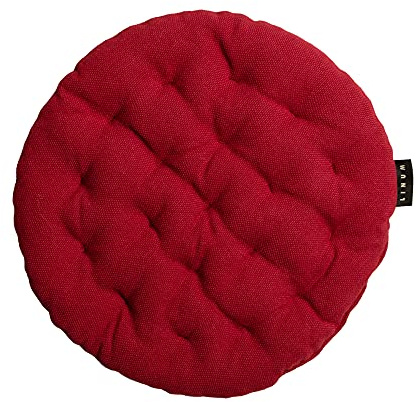 LINUM Pepper Sitzkissen Rund 37 cm aus 100% Baumwolle, Premium Stuhlkissen Rund für Küche, Esszimmer und Outdoor, Komfortables Sitzkissen Stuhl & Sitzpolster, waschbar, Rot