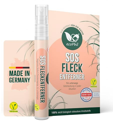 ecoPhil verganer SOS Fleckentferner für Kleidung | Sofortwirkung | Gegen Blut - Rotwein - Fett - Kaffee - Make-up - Tinte - Saucen & mehr | Alltag oder Unterwegs | Made in Germany (1)