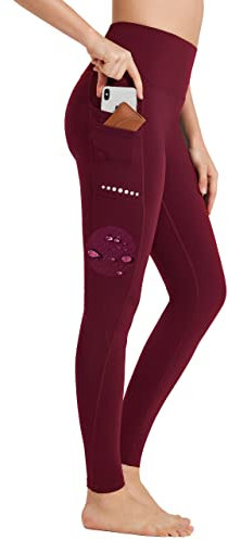 BAYGE Damen Sport Leggings Winter Hohe Taille Fleece Gefüttert Wasserdicht Blickdicht Bauchkontrolle Slim Fit Yogahose Sporthose Sweathose Fitnesshose mit Taschen, Rot, XL