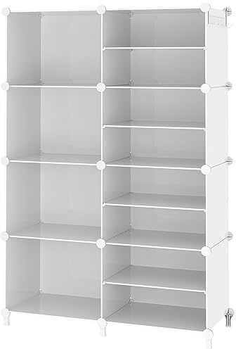 AWTATOS Closet Organizer 8 Cube Storage Shelves Closet Clothes Organizers and Storage Stackable Cubby Shelving for Closet Bedroom Living Room Office White