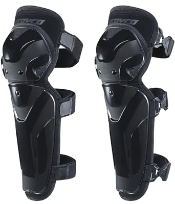 Scoyco Knieprotektoren Motorrad CE-Schutzstufe 1 Einstellbare Knieschoner für Motocross E-Bike Skateboard TPU Schale Protektoren Schwarz