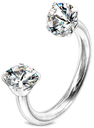 Stachelkleid Piercing de herradura de acero quirúrgico 316L, anillo para septum, circonita, cristal, 1,2 mm, para oreja, nariz, pezón, íntimo, plata, negro, oro, rosa, brillante, tragus, hélix,