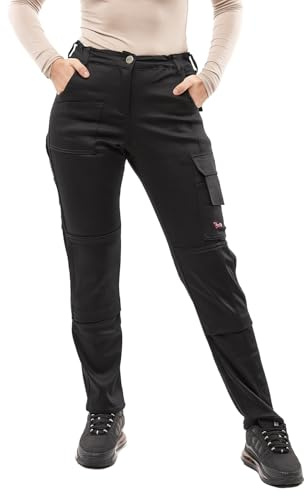 strongAnt Pantaloni da Lavoro Donna Stretch con Tasche per Ginocchiere - Nero, Taglia: 42