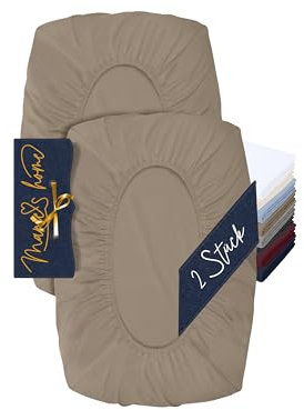 Marie´s Home 2er Pack Kissenbezug für Nackenstützkissen - Kopfkissenbezug für Nackenkissen - Spannbezug und Kissenbezug 1627.2372, S (30-35 x 45-50 cm), Sand