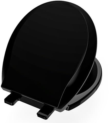 Aünsffer Toilet Seat Black, Toilet Seat Round 16.5 inch Soft Close Quiet, No Slam, Premium PP Material Easy Clean, B2B Available, Black
