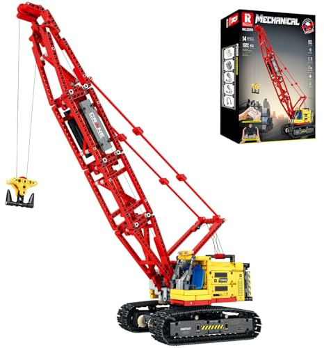 Reobrix Crawler Crane Building Blocks Set,RC Remote Control Crane Construction Vehicles Toy for Adults,1322 PCS Engineering Truck,Birthday Gifts Ideas for Adults 22006