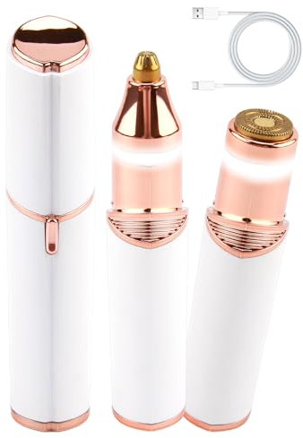 2 in 1 epilatore viso da donna USB ricaricabile rasoio viso epilatore con teste intercambiabili luce LED sopracciglio elettrico donna per viso e sopracciglia gioca menta