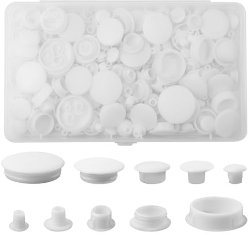 200Pcs Plastic Hole Plug Set, 10 Sizes Round Drill Hole Cover Caps
