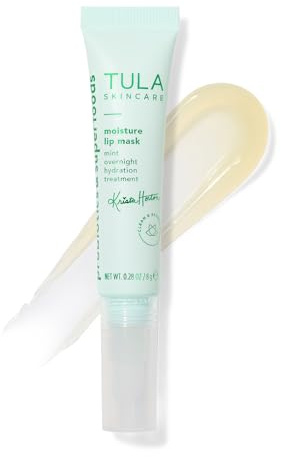 TULA Skin Care Krista Horton Moisture Lip Mask - Peptides, Hyaluronic Acid, Vitamin E & Mint Oil deeply Nourish & Hydrate lips, 0.28 oz.