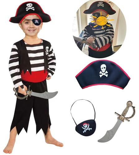 SP Funworld Children's Pirate Boy Costume with Sword,Eyepatch,Hat