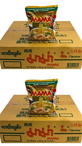 Pamai Pai® Doppelpack: 2 Kartons Mama Schwein Instant Nudelsuppen 60 x 60g Yum Yum Pork