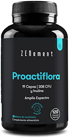 Probióticos y Prebióticos Intestinales, 120 Cápsulas Gastrorresistentes - 20 cepas (40 mil millones de UFC) por dosis + Inulina + Zinc - Soporte Digestivo y Sistema Inmune - Vegano - Zenement