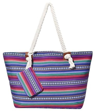 DonDon Grande borsa da spiaggia idrorepellente con cerniera Borsa a tracolla Shopper vita hippie