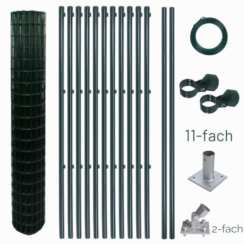 ESTEXO Kit complet de clôture de jardin grillagée soudée - Clôture de jardin avec manchons à visser (1,5 x 25 m)