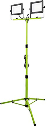 Luceco Foco de Trabajo Trípode 2x 50W, Luz Portátil IP65 Impermeable, Lampara LED Portátil para Obras, Jardines, Automóviles, Garajes