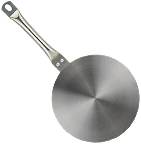 Induktionsherd-Adapterplatte Ø 24 cm, aus Edelstahl mit Edelstahlgriff, Hitzeverteiler, für Tajines, Espressokocher und Kochgeschirr auf Induktionsplatte alle Herdarten geeignet