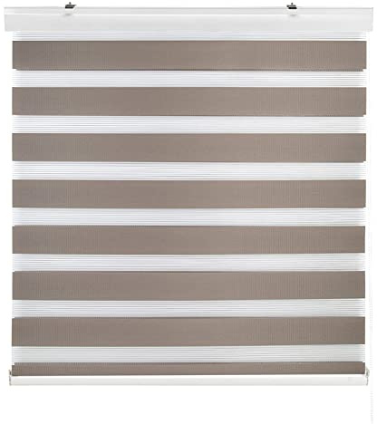 Estoralis Sansa | Estor Enrollable Noche y Día Diseño Moderno | Doble Tejido | Color Tabaco | 125 x 255 cm (Ancho/Alto) Tamaño Tela 122 x 250 cm | Estores para Ventanas y Puertas