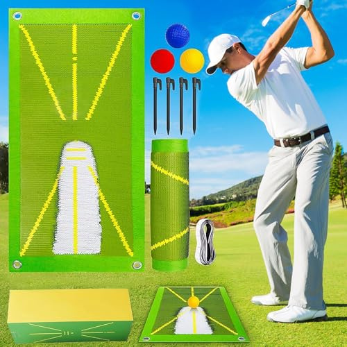 Golf Training Mat for Swing Detection Batting, Analysis Swing Path and Correct Hitting Posture Golf Practice Mat, Golf Divot Mat Training Aids Equipment for Indoor/Outdoor