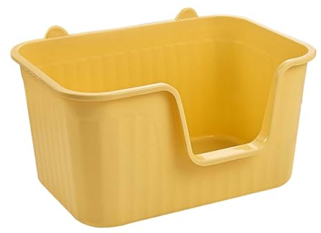 Colcolo Offene Haustiertoilette, Katzentoilette, spritzwassergeschützt, langlebig, leicht zu reinigen, für Katzen, Kätzchen, Töpfchen, Toilette, hohe Seiten, Gelb L