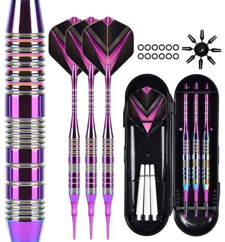 ENERFLAT Dart-Set mit weicher Spitze, 3 Aluminium-Schaft, professionelle Dartpfeile, Kunststoffspitzen-Sets + 6 Flight-Protektoren + 3 Ersatz-Kunststoff-Schäfte für elektronische Dartscheiben,