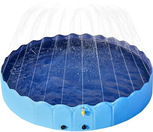Yaheetech Piscina para Perros Plegable Bañera para el Verano Antideslizante para Interior/Exterior Jardín, Azul XXXL