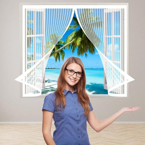 Fly Screen Mosquito Net 106 x 188 cm(42 x 74inch), Mosquito Insects Window Screen, Lets Fresh Air in for Window, Window Transparent Fly Screen, White