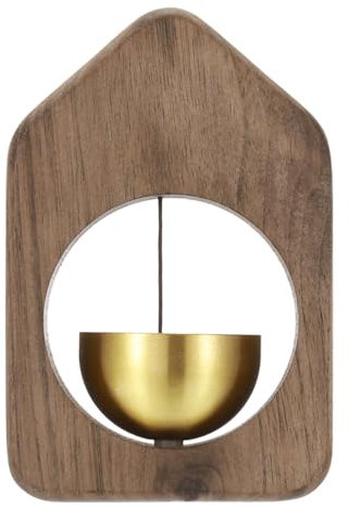 PATIKIL Timbre de Mercaders, Timbre de Puerta de Madera con Campanillas Colgantes, Timbre de Puerta Magnético con Campanillas de Animales de Metal con Autoadhesivo, Marrón, Casa