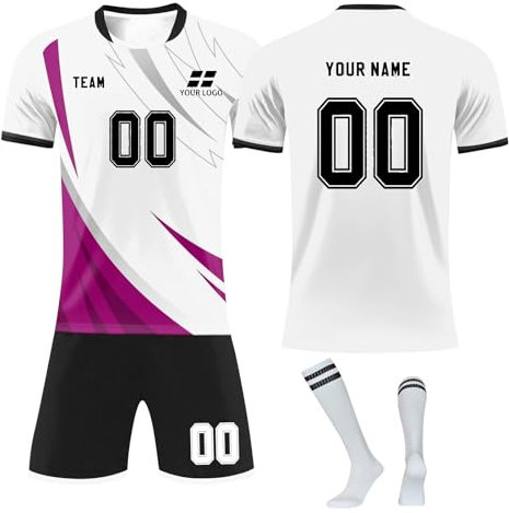 Generisch Personalisierte Fußball Trikots PSG Hause/Auswärts Shorts Socken Set, Kinder/Erwachsene Fussball Jersey Trainingsanzug, PSG Trikot für Jungen Herren