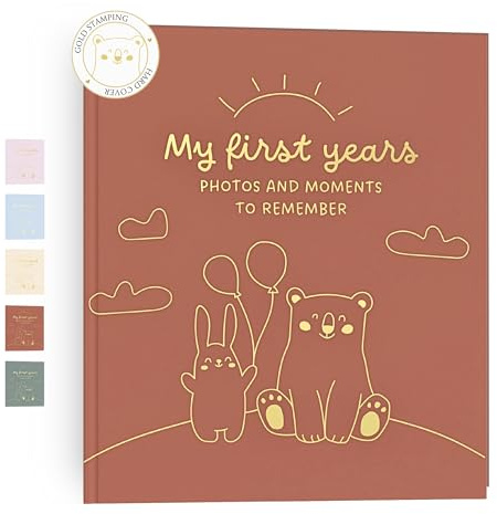 HuBorns - Baby Memory Book & Baby Record Book | 50+ Pages and Stickers, New Baby Gifts & Baby Essentials for Newborn, Baby Journal from Birth to 5 Years
