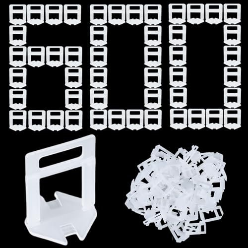 TUAKIMCE Lot de 600 systèmes de nivellement de carrelage avec languettes de traction de 2 mm, système de nivellement pour carrelage, carrelage mural, carrelage de sol, hauteur 3 à 16 mm