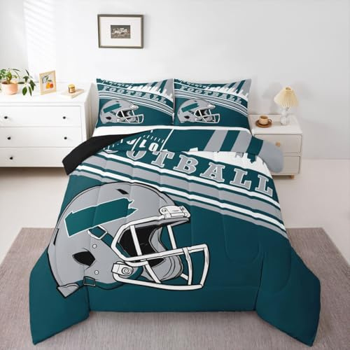 Erosebridal Kids Football Sports Team Comforter Set, Sports Fans Gifts, American Football City Down Comforter for Boys Girls Kids Rugby Sports Map Duvet Insert King 3 Pieces (Philadelphia)