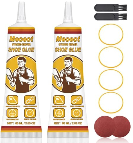 Meoeot Colla per Forte Scarpe, Colla per Scarpe Professionale, Adesivo per Riparazione Suola, Shoe Repair Glue, Sole Repair Adhesive, Adesivi Universali per Calzature, Super Shoe Glue (60ml*2)